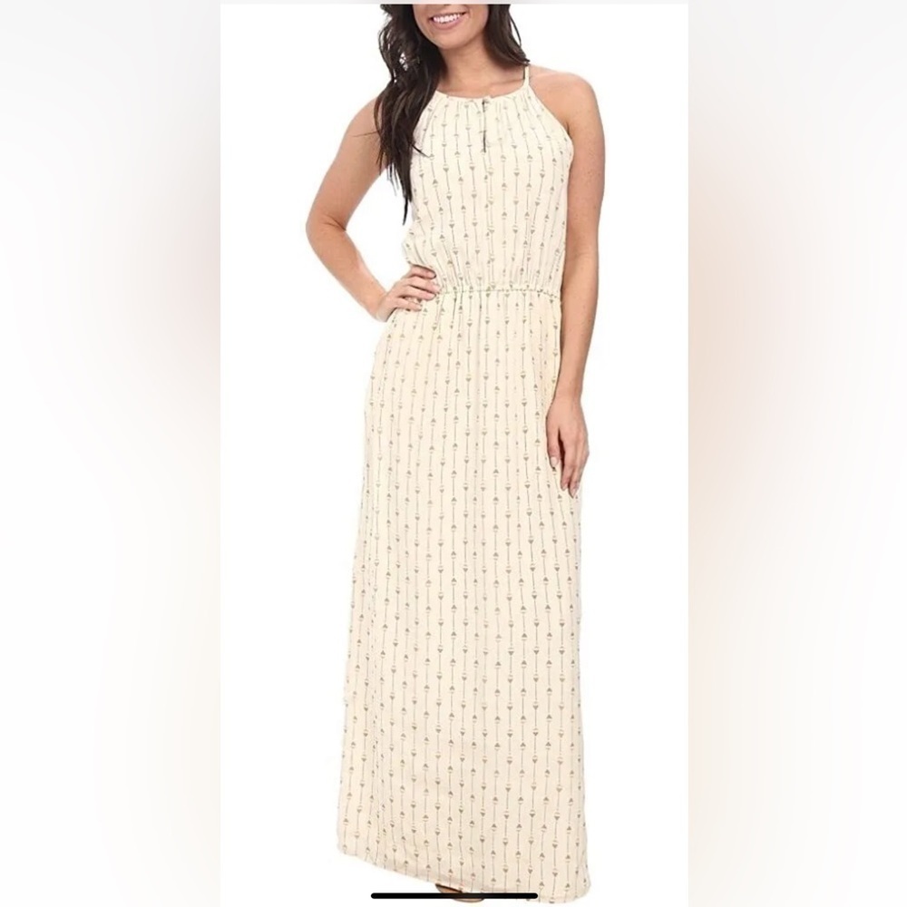 Lucky Brand NWT Small Silk Print Halter Maxi Dress Keyhole Lightweight Summer